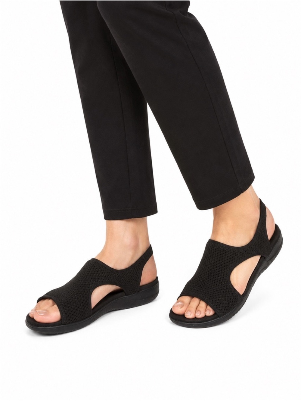 Size 11 Skechers Women’s Dual-Lite Memory Foam Slingback Sandals Black Comfort